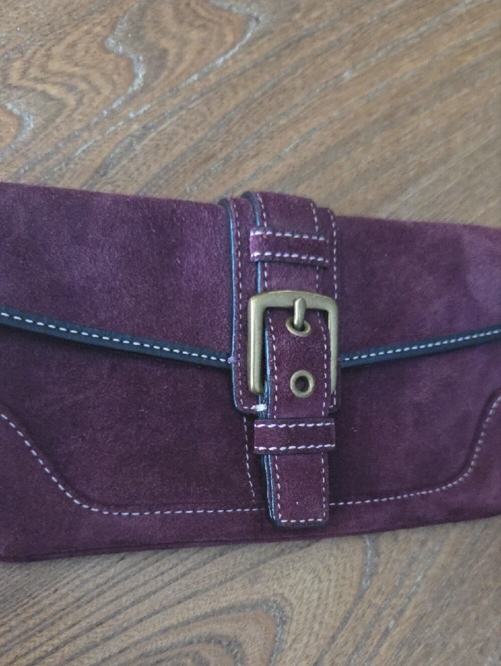 Y2k Coach Suede Wristlet Clutch in Deep Plum - Picture 3 of 7